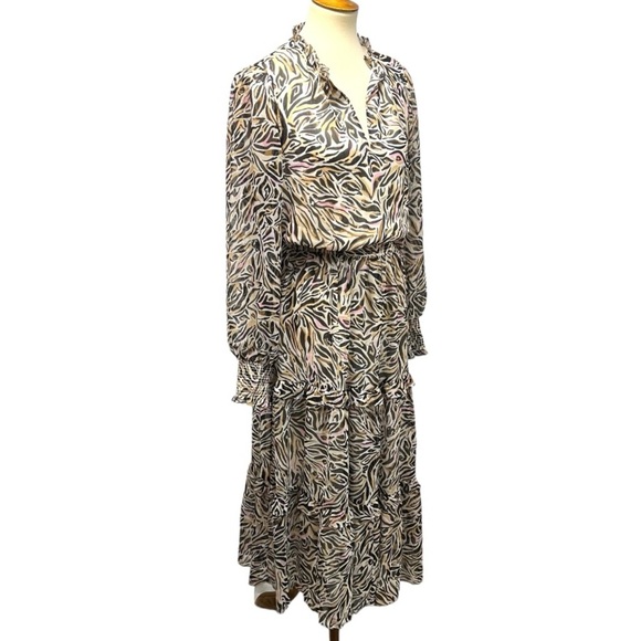 Lilly Pulitzer Can You Zee Me Ardith Long Sleeve Printed Tiered Midi Dress Sz 8 - Picture 9 of 12